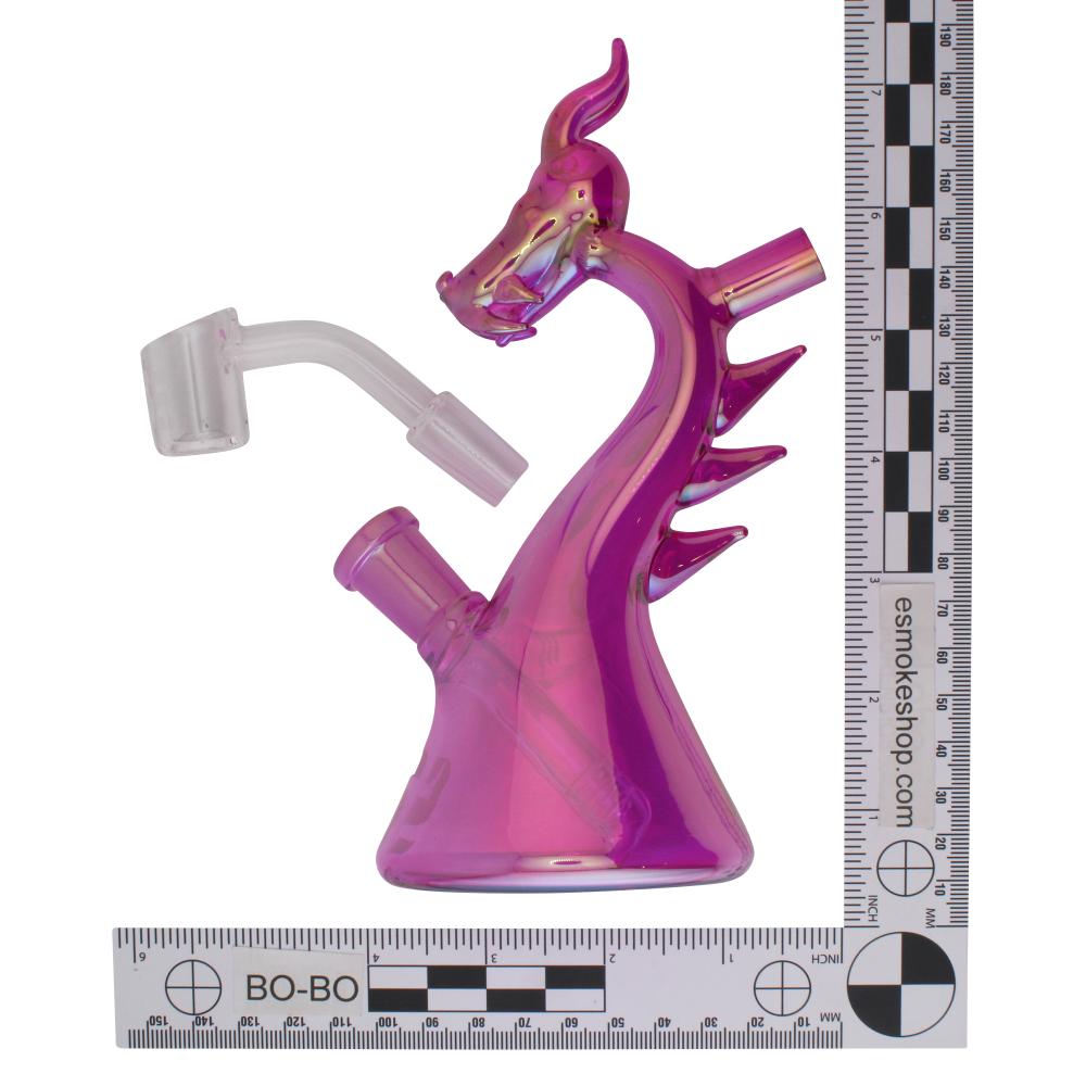 Silo Dragon Fire Iridescent Glass Water Pipe-Pink