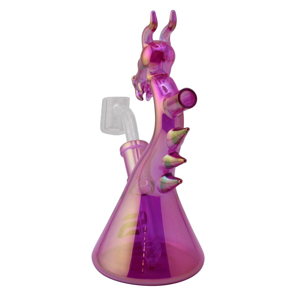 Silo Dragon Fire Iridescent Glass Water Pipe-Pink