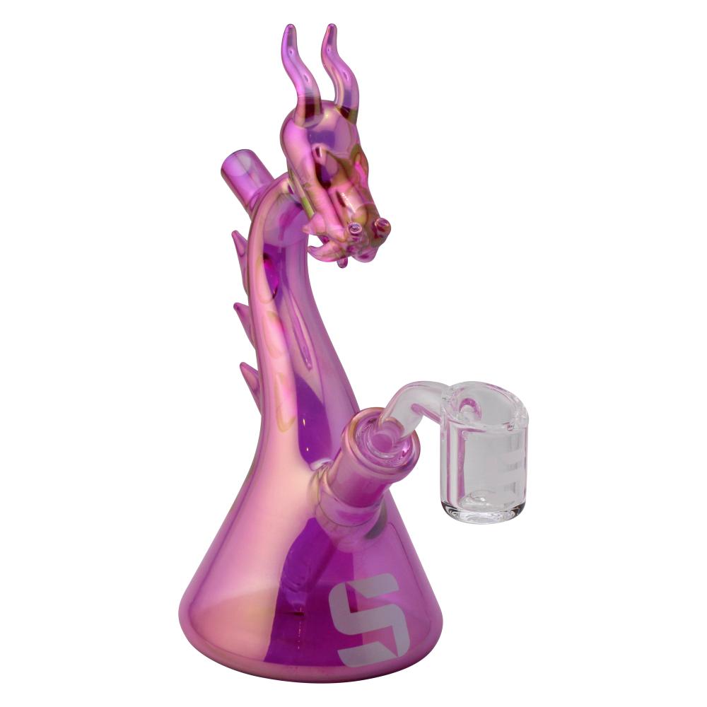 Silo Dragon Fire Iridescent Glass Water Pipe-Pink
