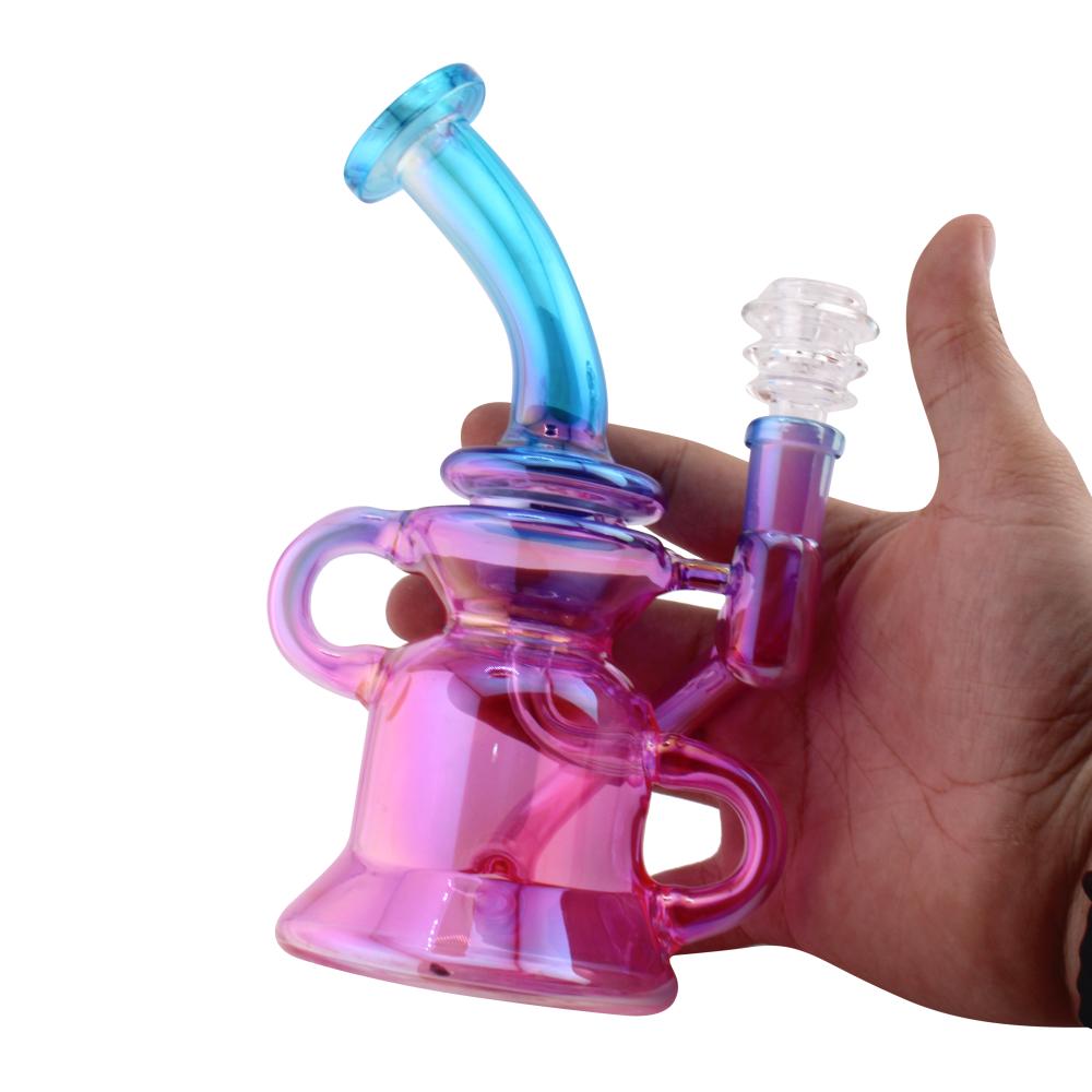 Skyfoam Splash Glass Water Pipe-Blue and Pink