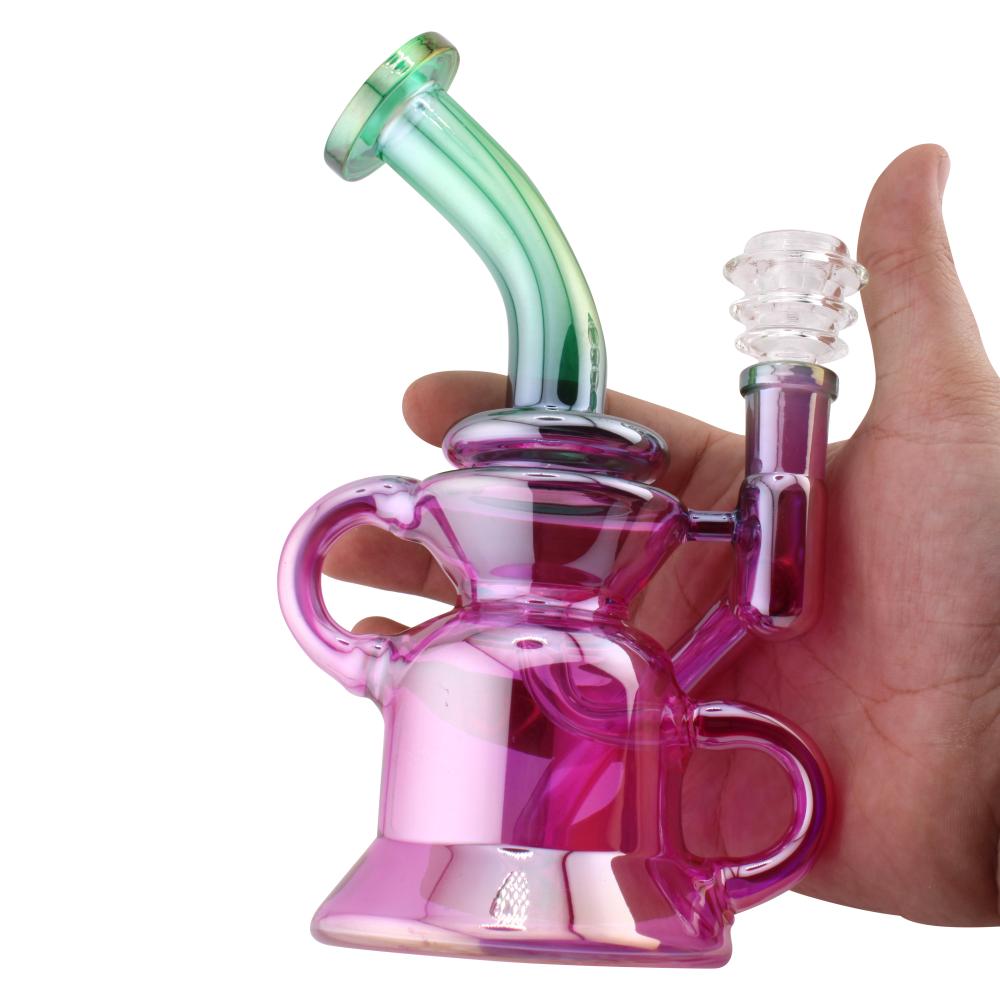Skyfoam Splash Glass Water Pipe-Green and Pink