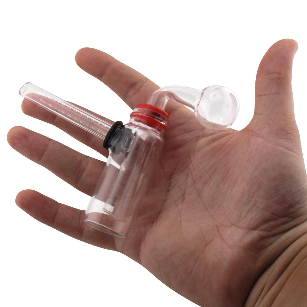 Small Thick Pyrex Glass Oil Burner Bubbler-Clear