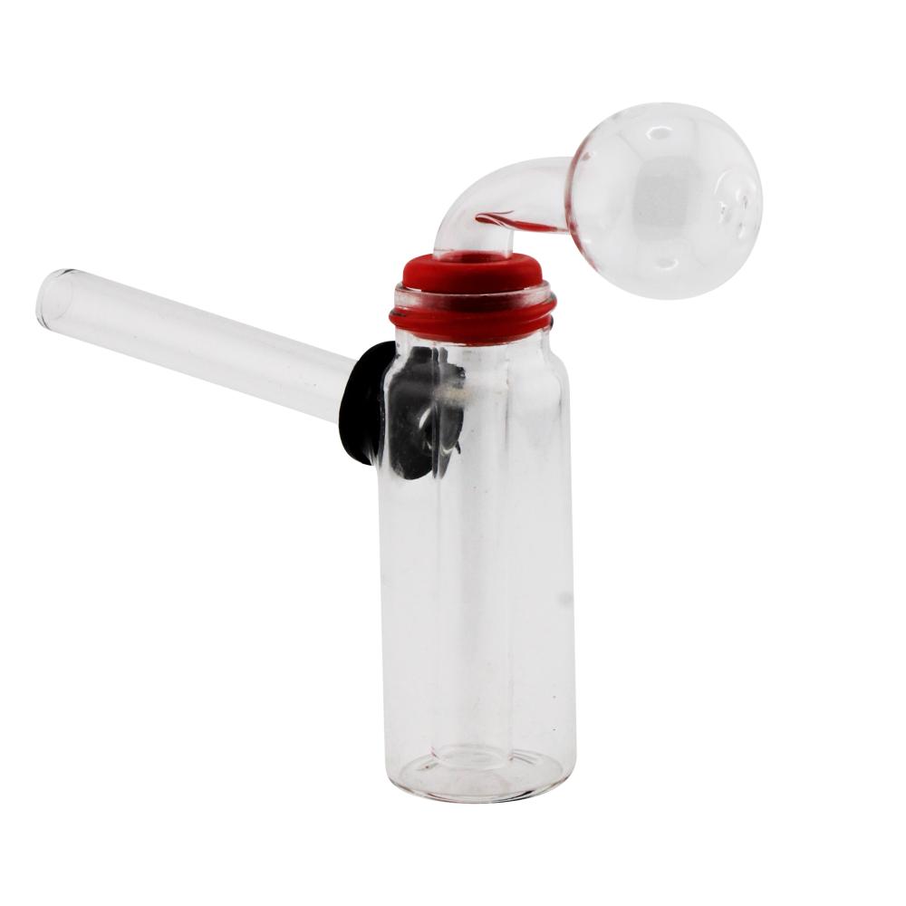 Small Thick Pyrex Glass Oil Burner Bubbler-Clear
