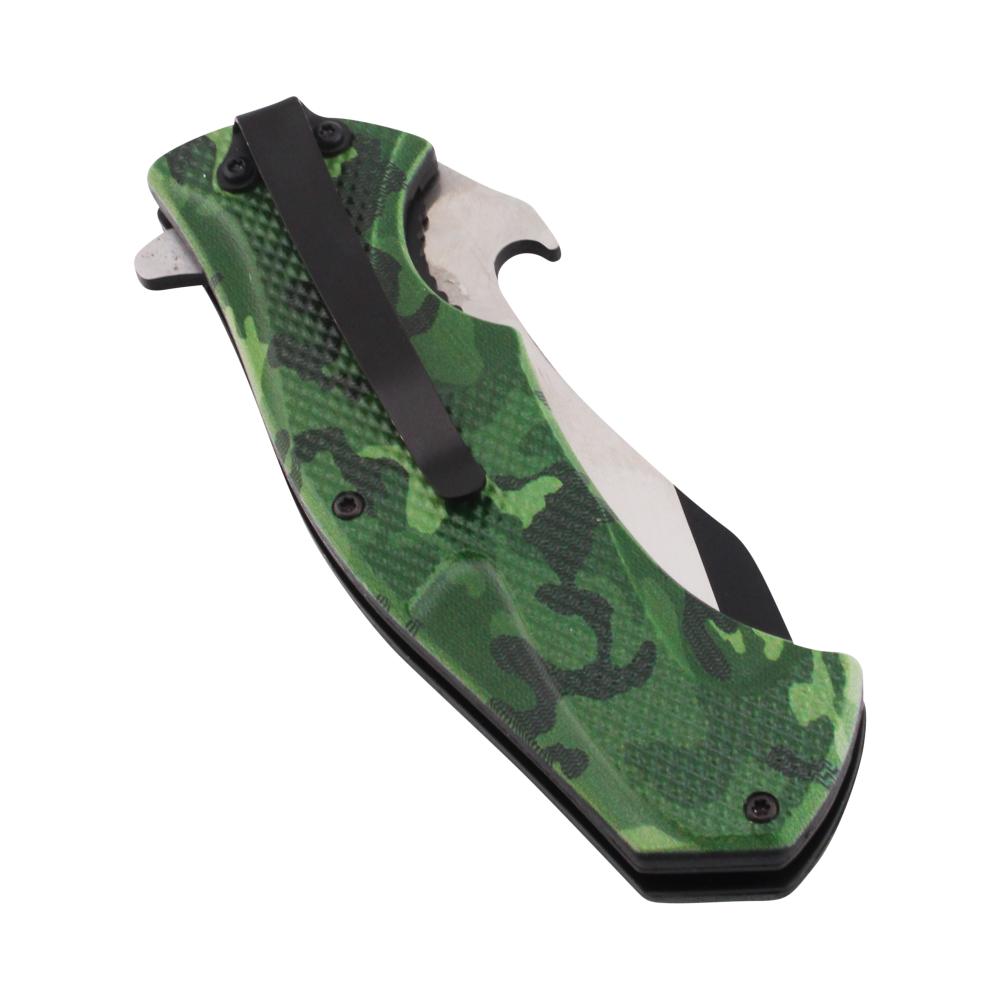Snake Eye Camo N19 Folding Metal Pocket Knife-Forest Green