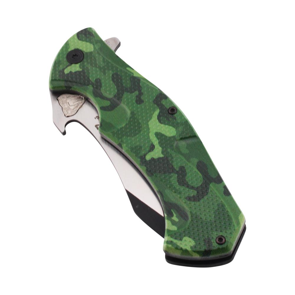 Snake Eye Camo N19 Folding Metal Pocket Knife-Forest Green