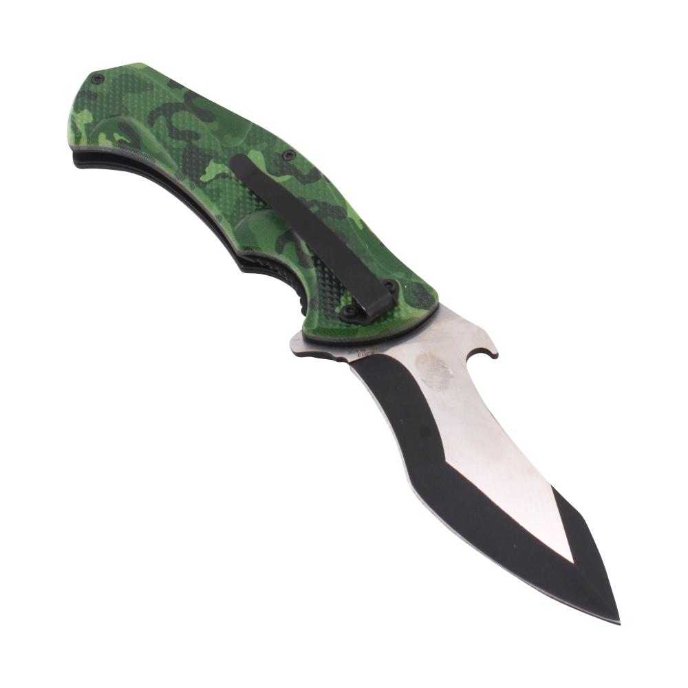 Snake Eye Camo N19 Folding Metal Pocket Knife-Forest Green