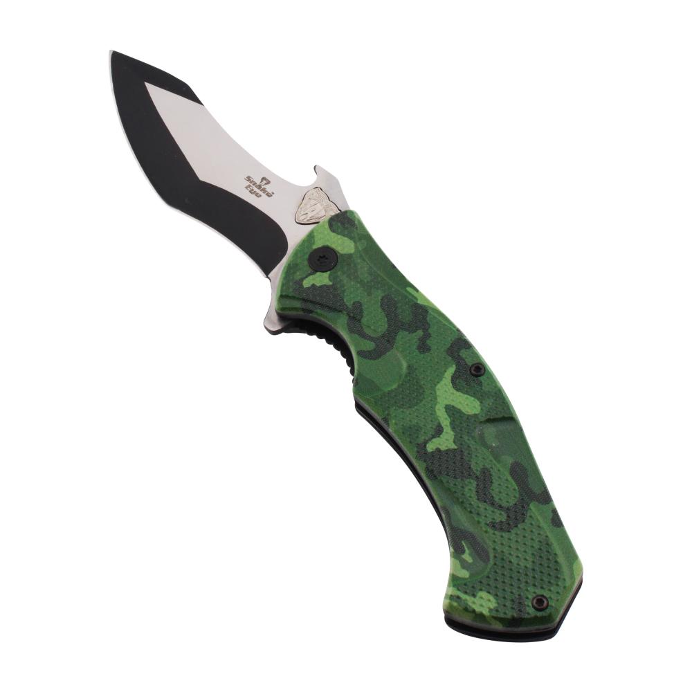 Snake Eye Camo N19 Folding Metal Pocket Knife-Forest Green