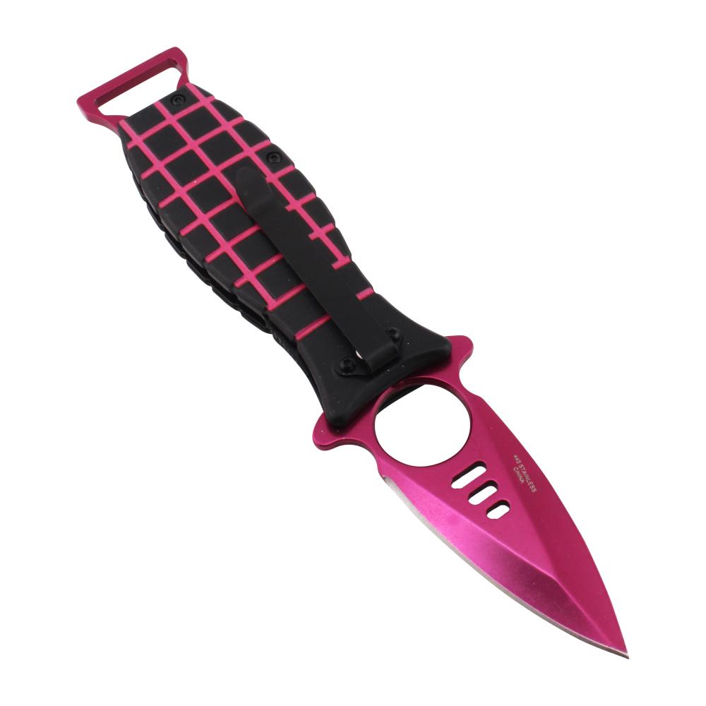 Snake Eye N35 Folding Metal Pocket Knife-Pink