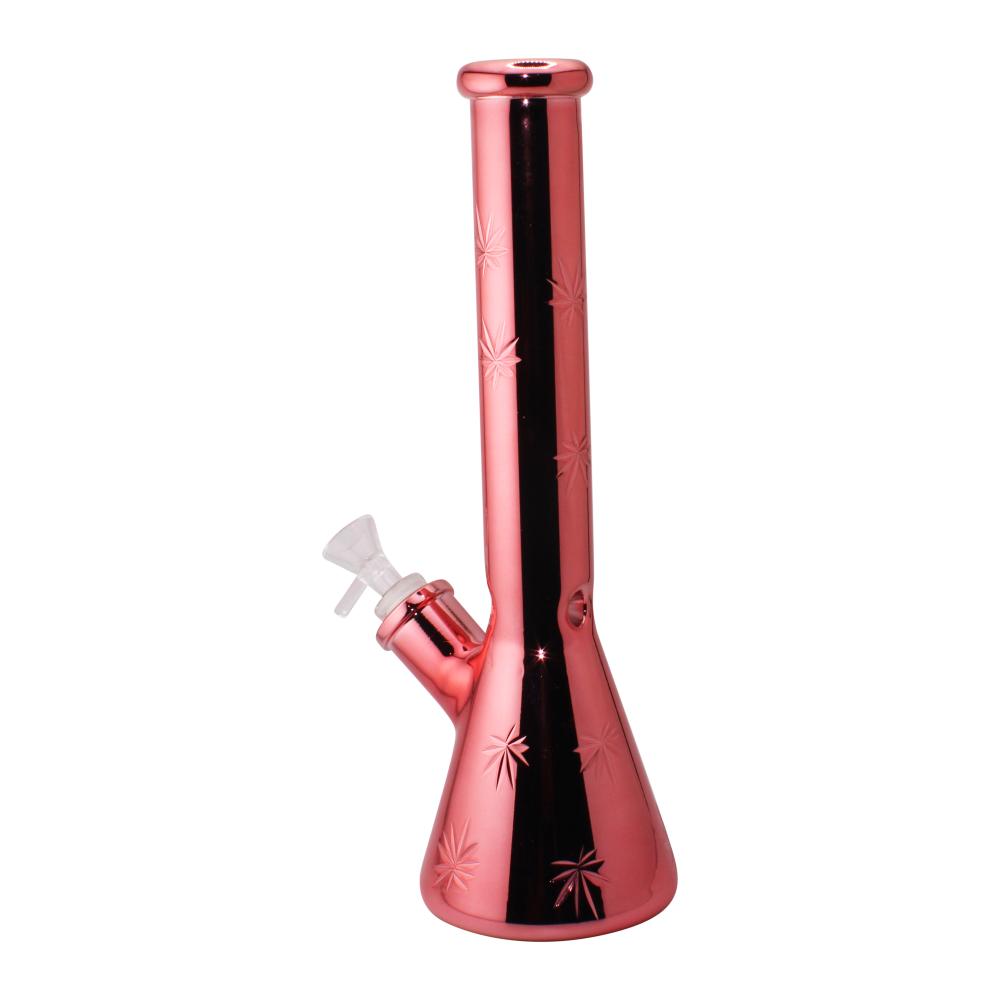 Solar Leaf Chrome Edition Water Pipe-Dark Pink