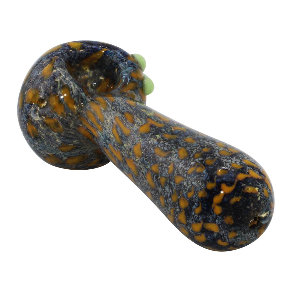 Speckled Blue & Amber Frit Pipe-Blue