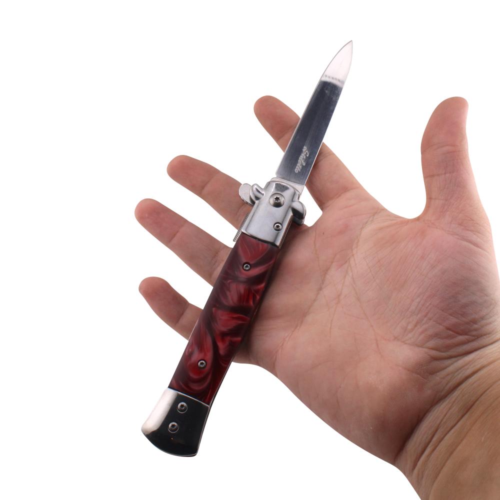Stiletto N16 Folding Metal Pocket Knife-Dark Red