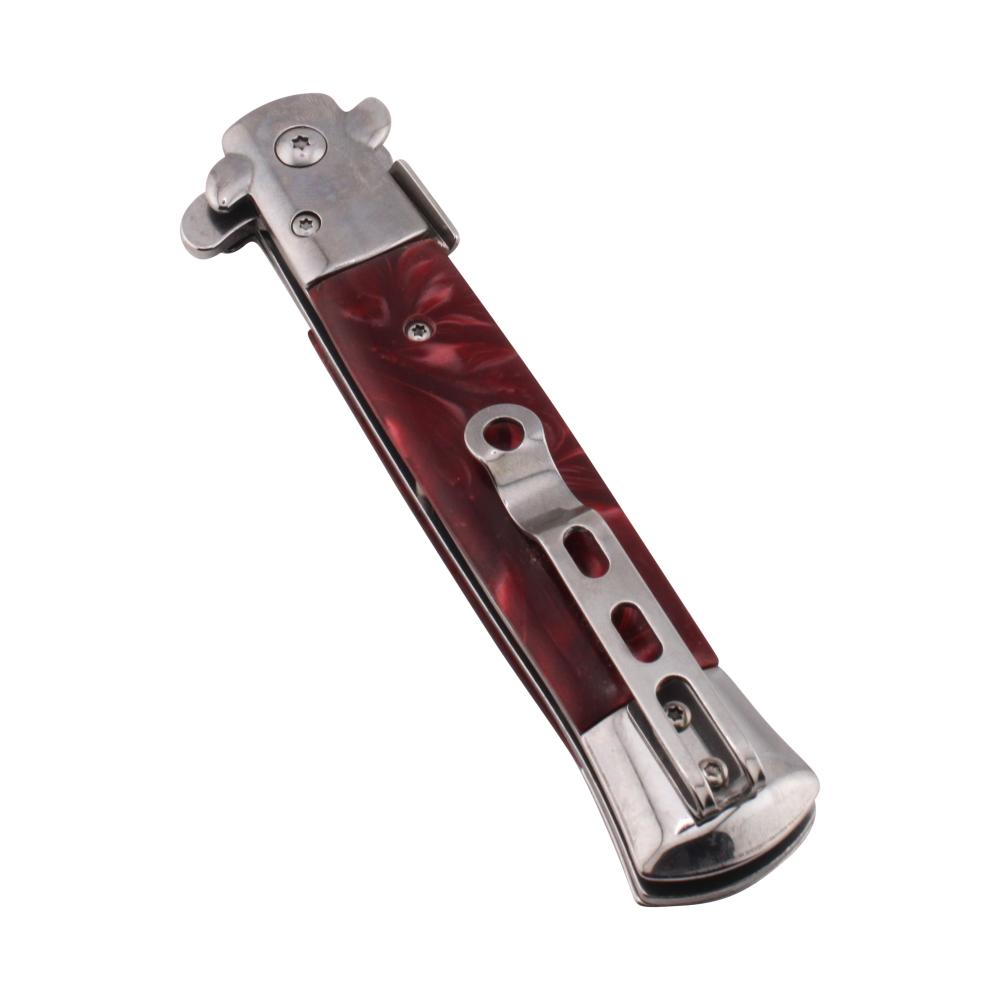 Stiletto N16 Folding Metal Pocket Knife-Dark Red