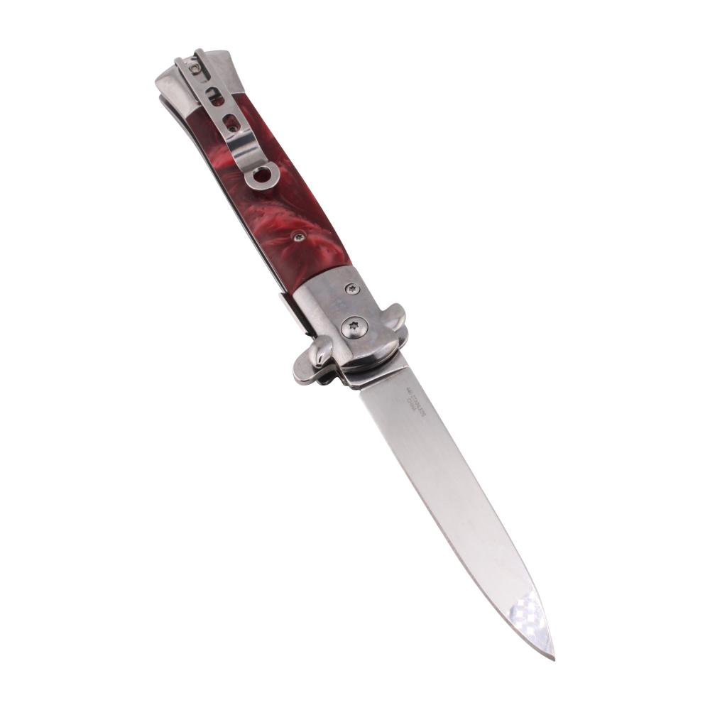 Stiletto N16 Folding Metal Pocket Knife-Dark Red