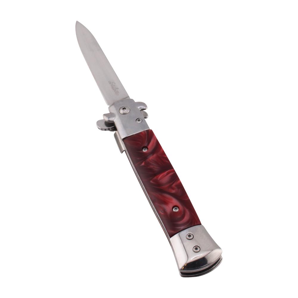 Stiletto N16 Folding Metal Pocket Knife-Dark Red