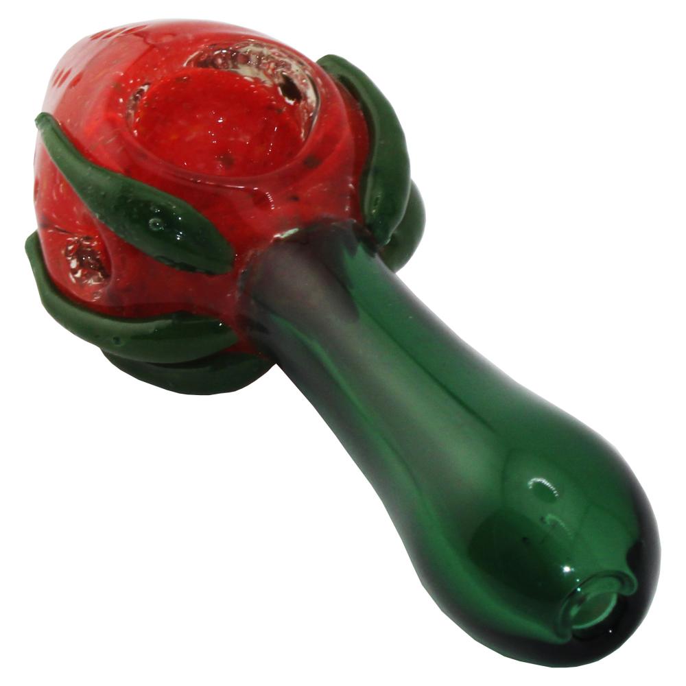 Strawberry Glass Hand Pipe-Green