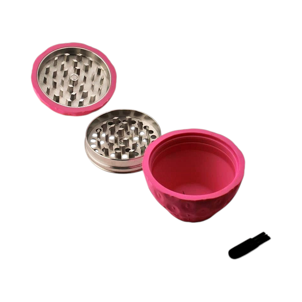 Strawberry Shape Plastic Grinder-3 Piece-Dark Pink