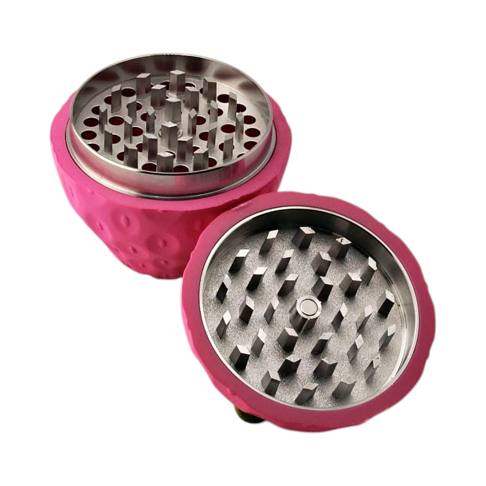 Strawberry Shape Plastic Grinder-3 Piece-Dark Pink