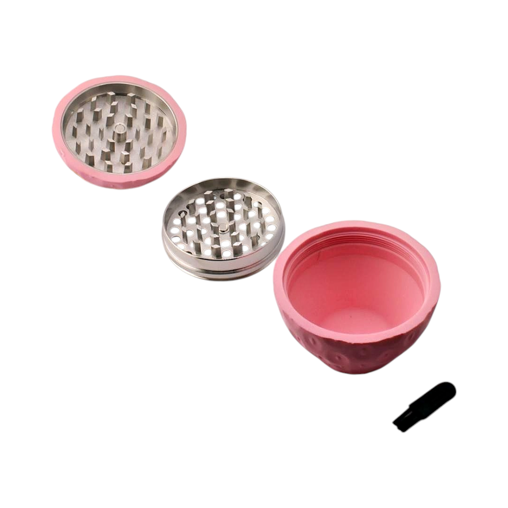 Strawberry Shape Plastic Grinder-3 Piece-Light Pink