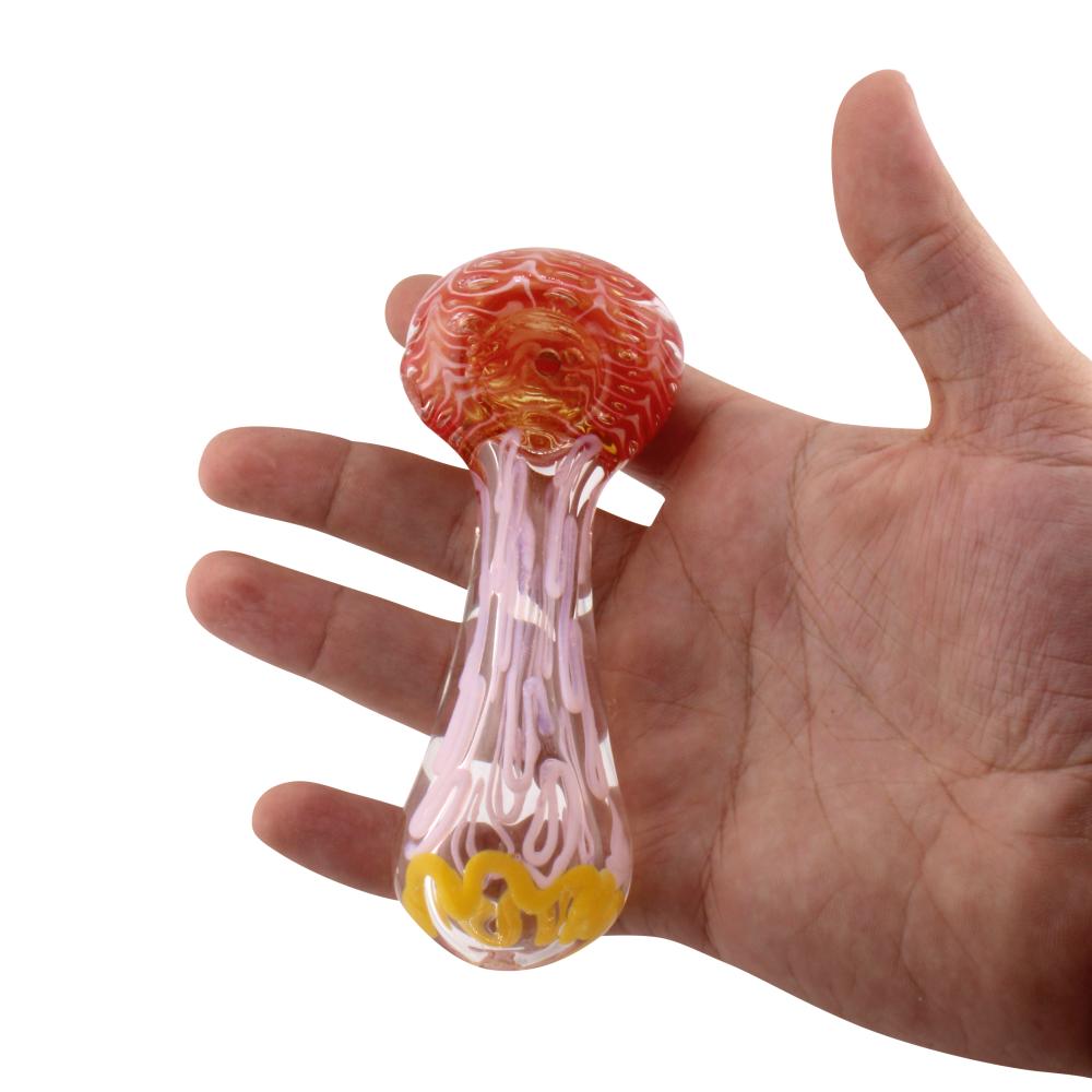 Sun Line Glass Hand Pipe-Crimson Red