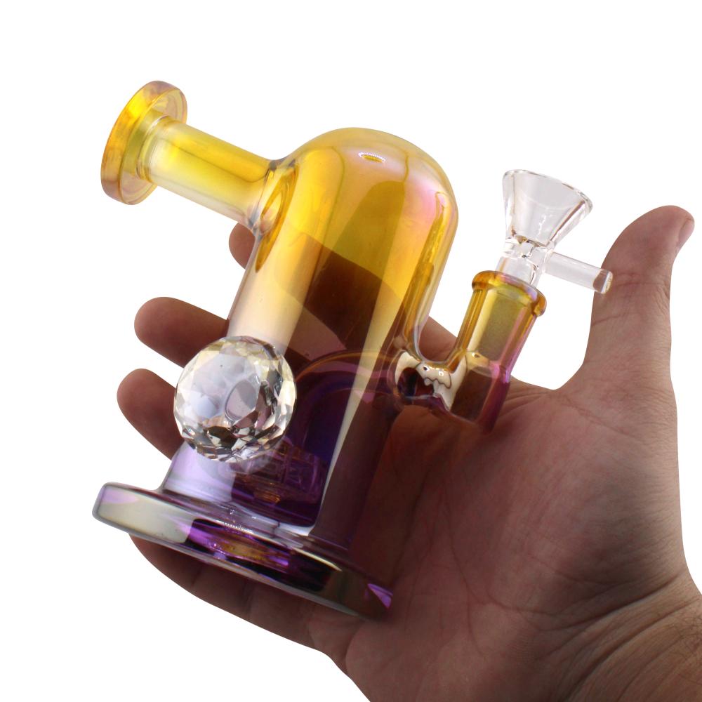 Sunset Fade Mini Glass Water Pipe-Purple and Yellow