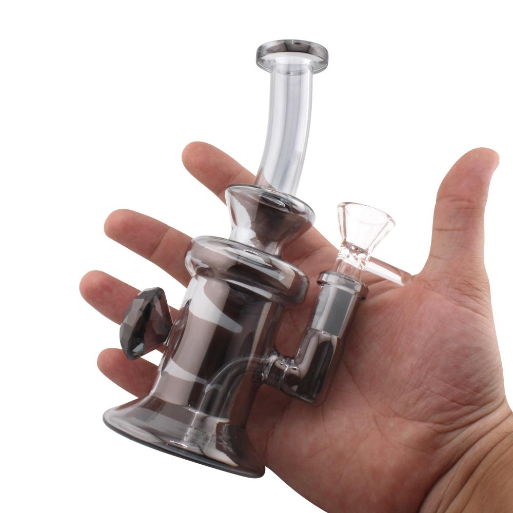 Sunset M Diamond Glass Water Pipe-Black
