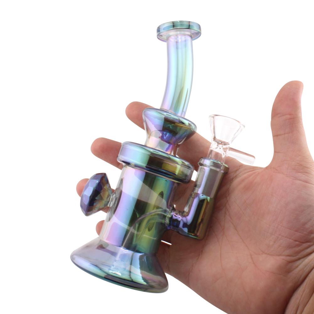 Sunset M Diamond Glass Water Pipe-Dark Blue