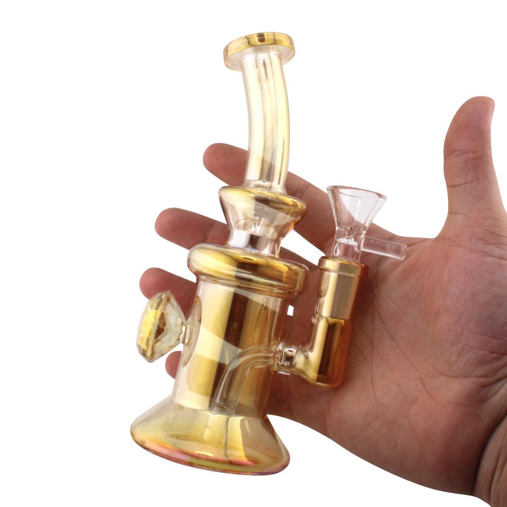 Sunset M Diamond Glass Water Pipe-Yellow