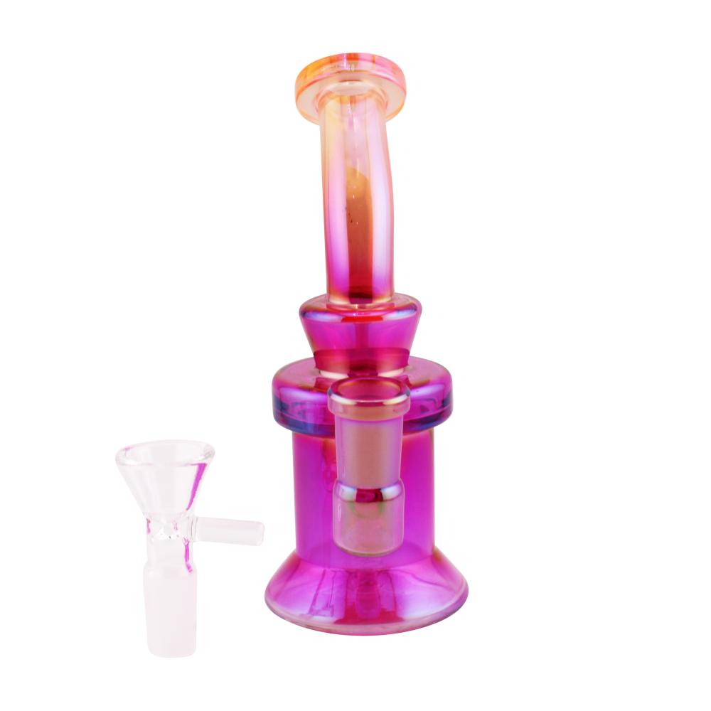 Sunset S Diamond Glass Water Pipe-Deep Pink