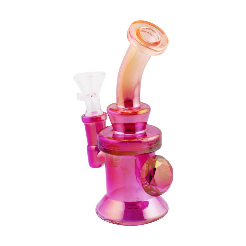 Sunset S Diamond Glass Water Pipe-Deep Pink