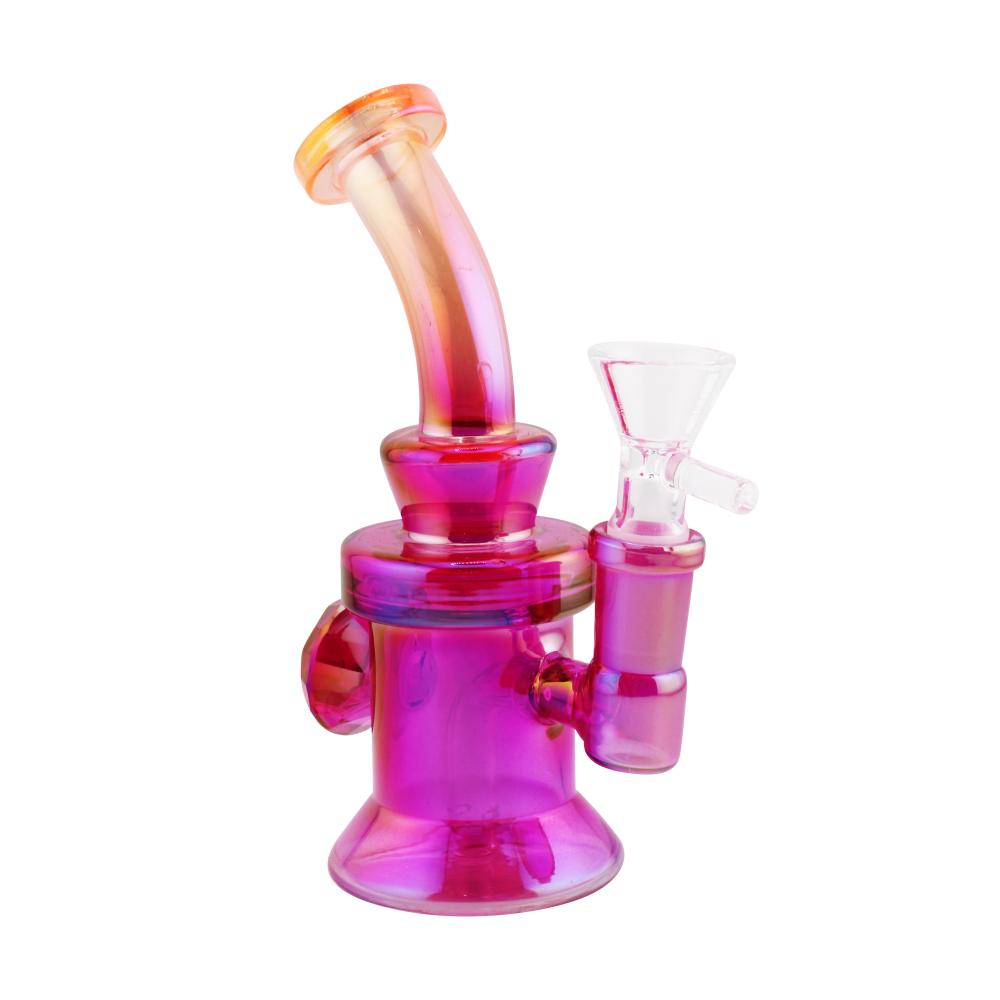 Sunset S Diamond Glass Water Pipe-Deep Pink