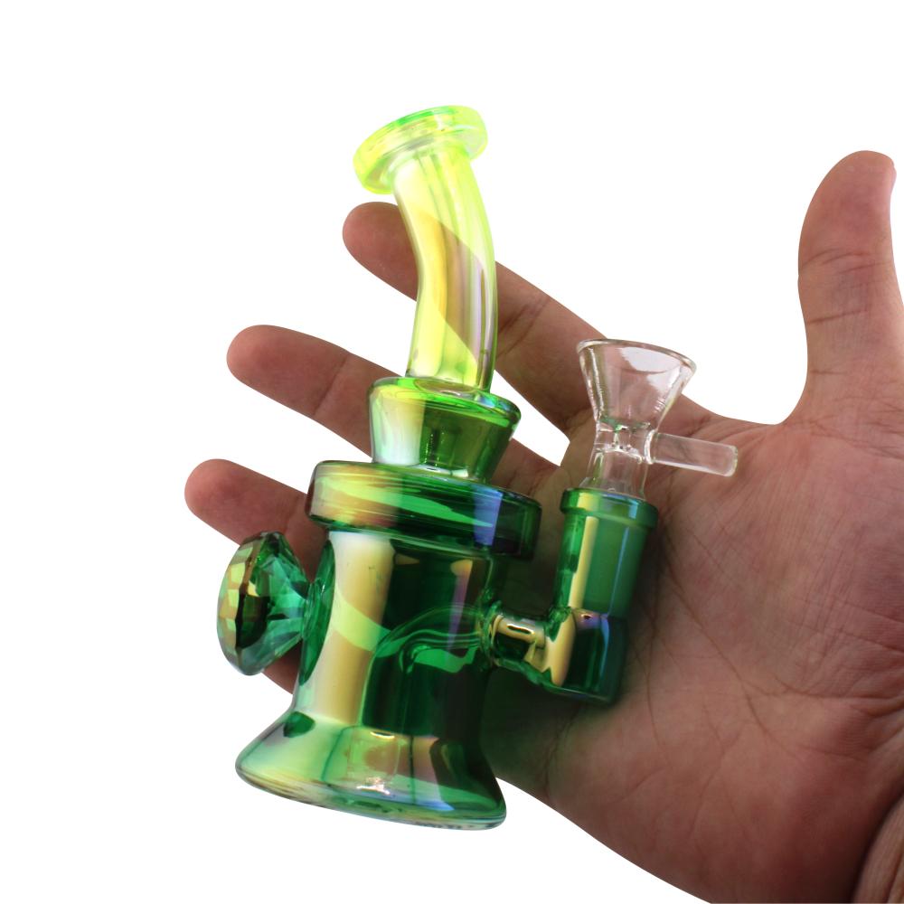 Sunset S Diamond Glass Water Pipe-Green