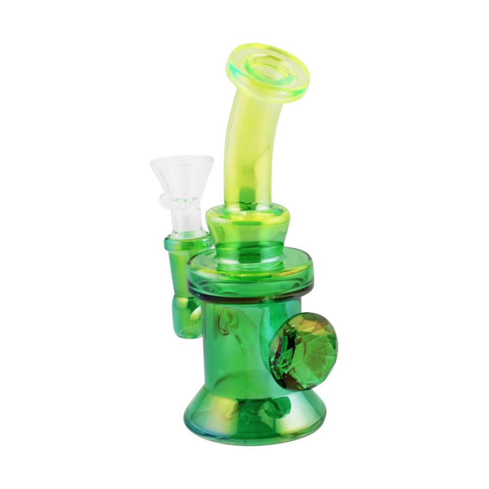 Sunset S Diamond Glass Water Pipe-Green
