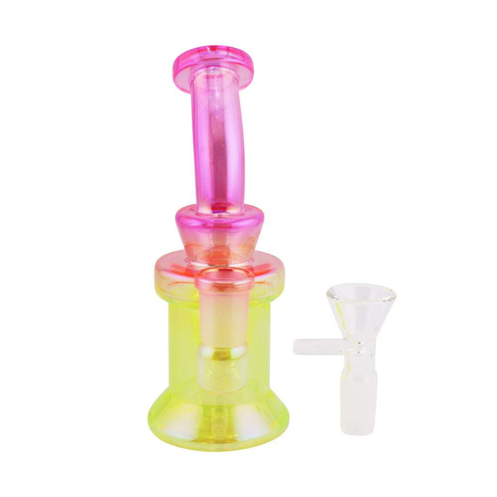 Sunset S Diamond Glass Water Pipe-Pink and Yellow