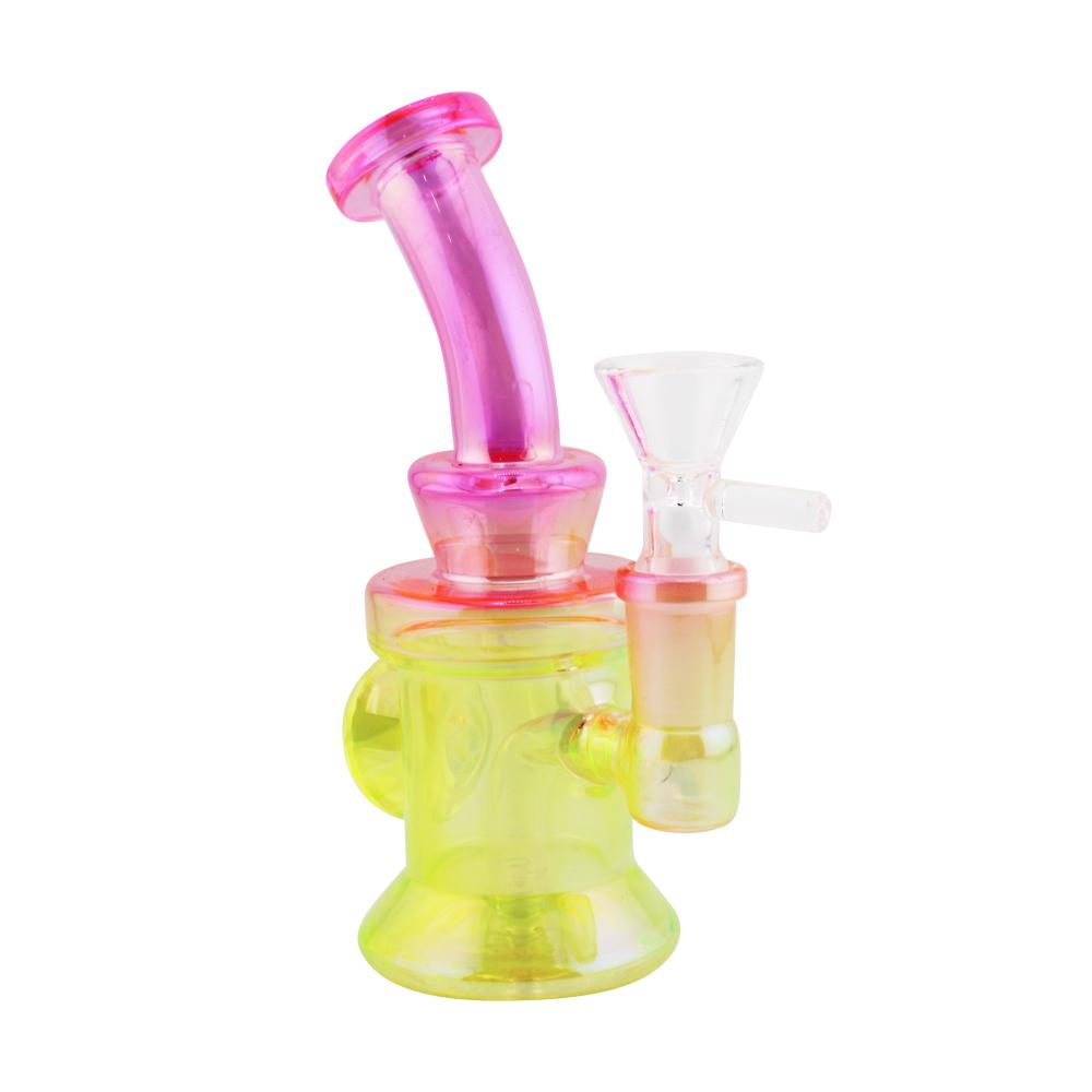Sunset S Diamond Glass Water Pipe-Pink and Yellow