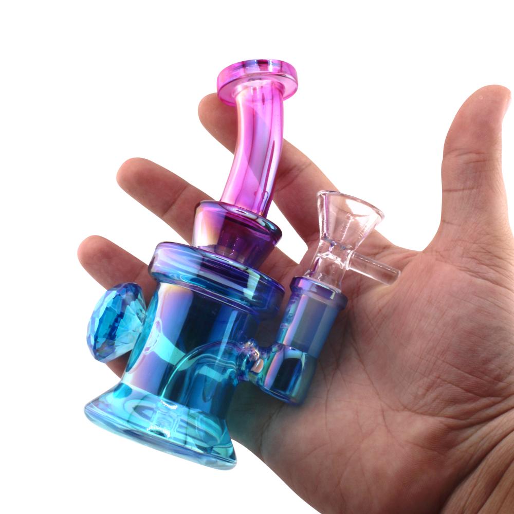 Sunset S Diamond Glass Water Pipe-Purple and Blue