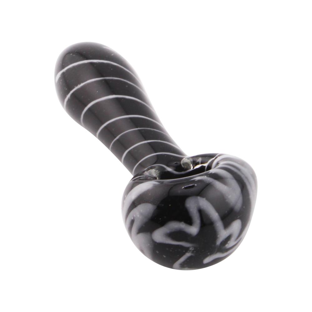 Swirl Line Glass Hand Pipe-White