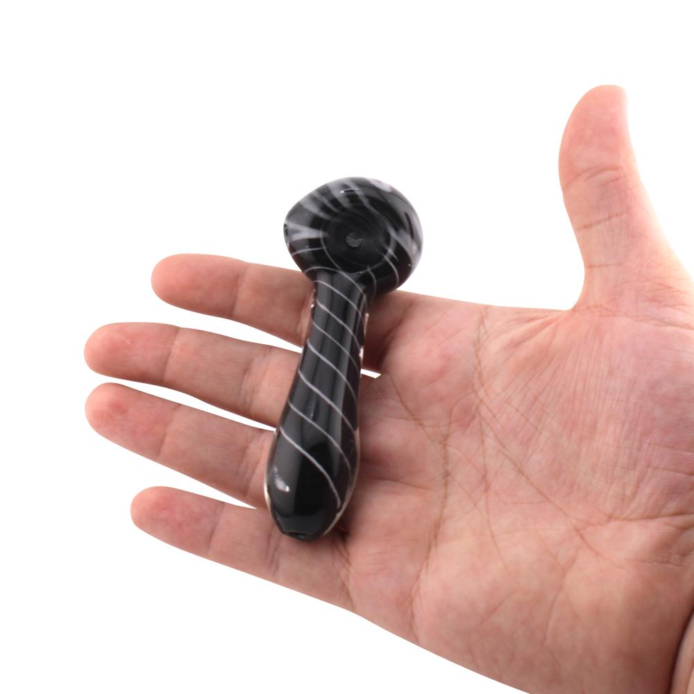 Swirl Line Glass Hand Pipe-White