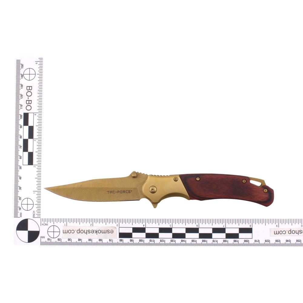 Tac Force N31 Folding Wooden Handle Pocket Knife-Gold