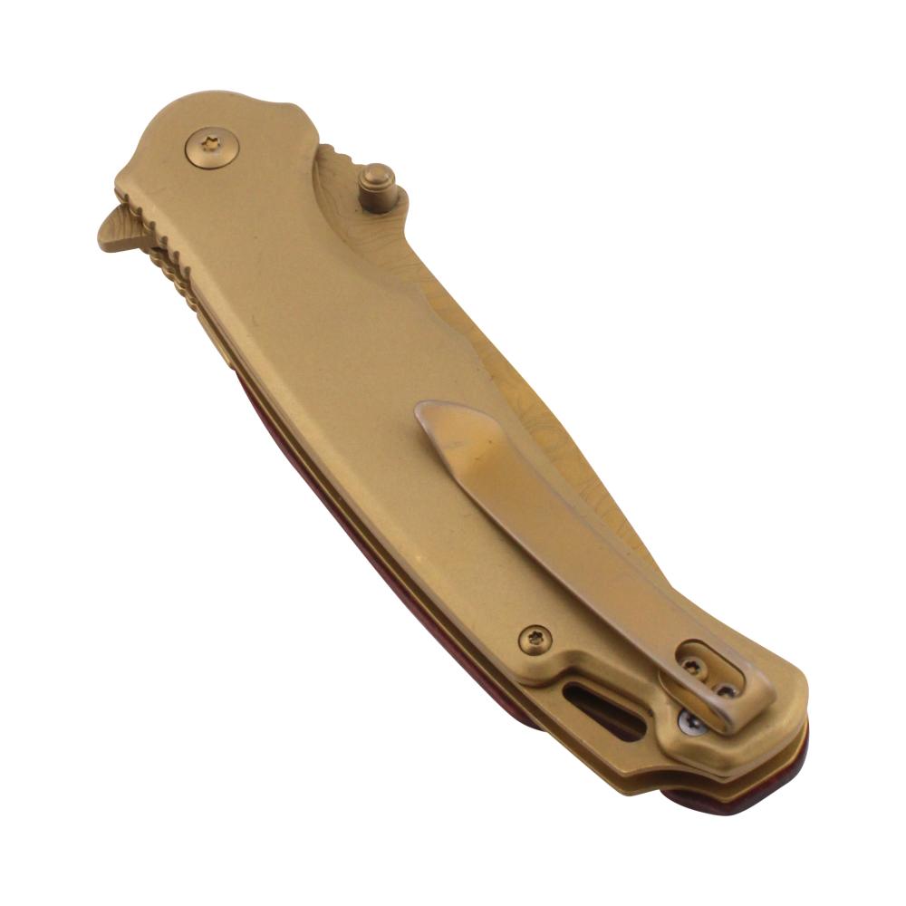 Tac Force N31 Folding Wooden Handle Pocket Knife-Gold