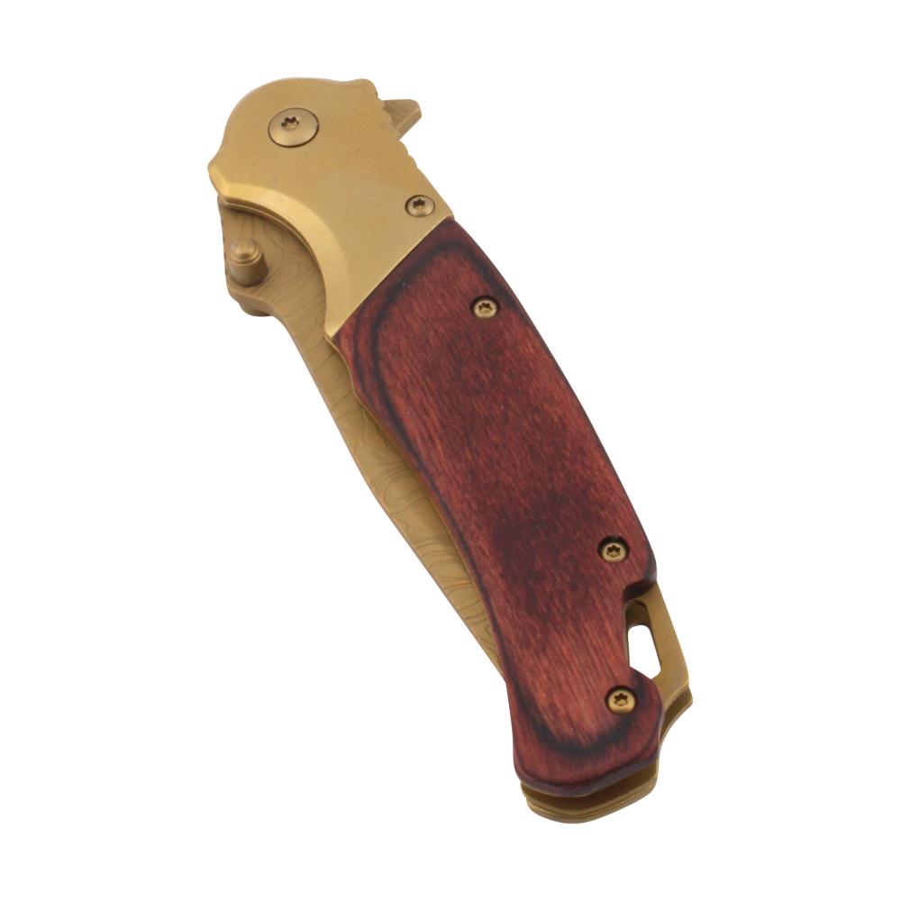 Tac Force N31 Folding Wooden Handle Pocket Knife-Gold