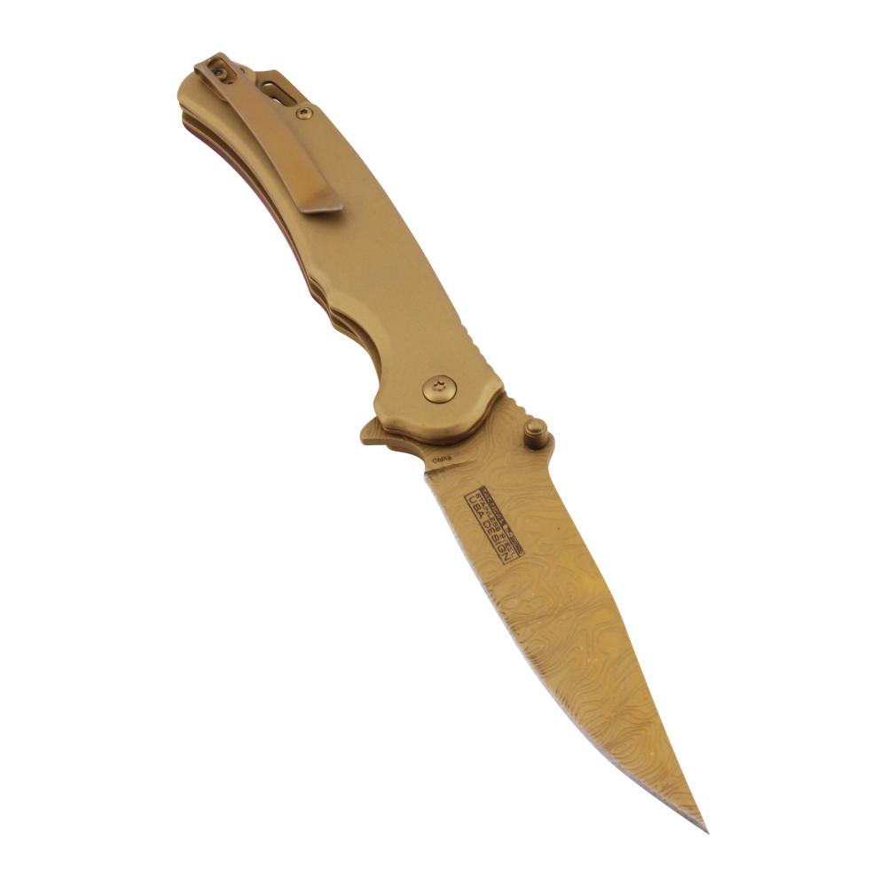 Tac Force N31 Folding Wooden Handle Pocket Knife-Gold