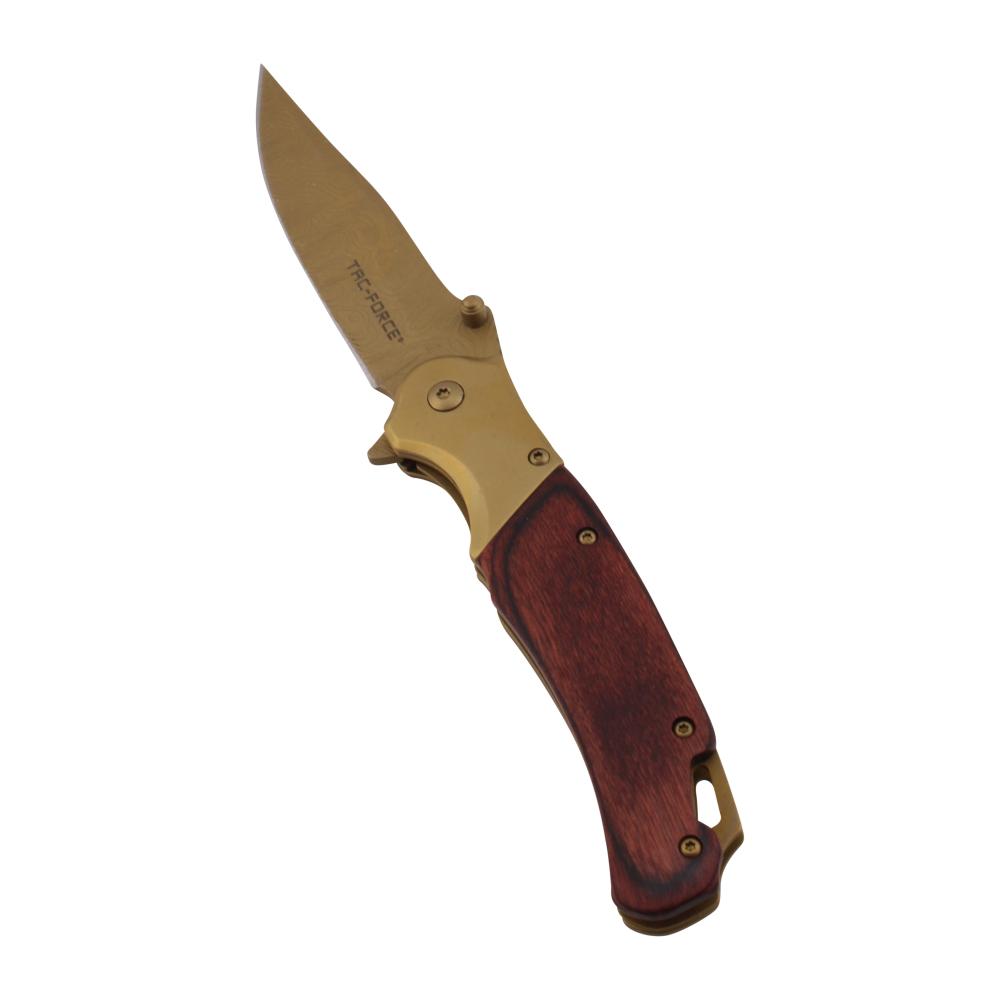Tac Force N31 Folding Wooden Handle Pocket Knife-Gold