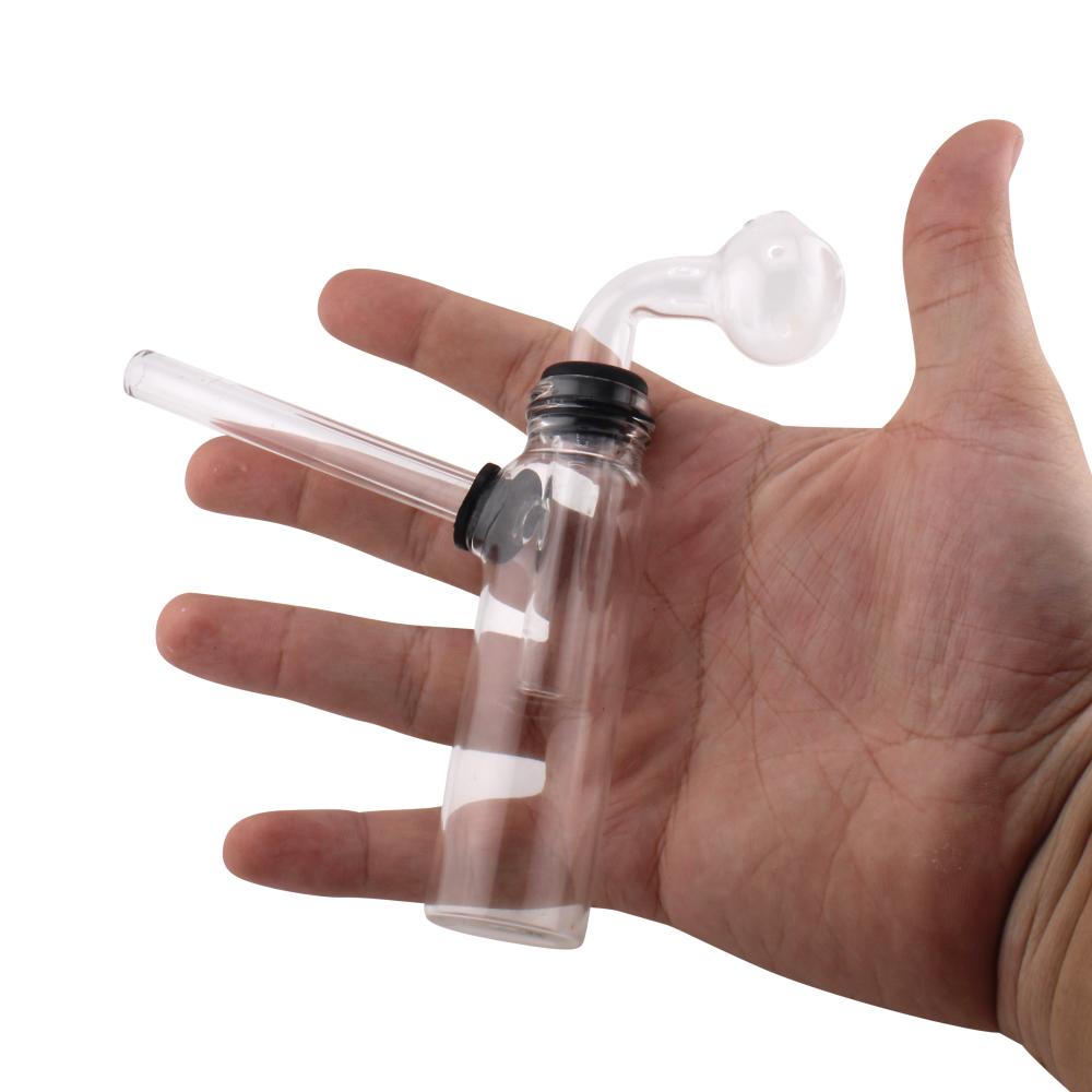 Tall Thick Pyrex Glass Oil Burner Bubbler-Clear