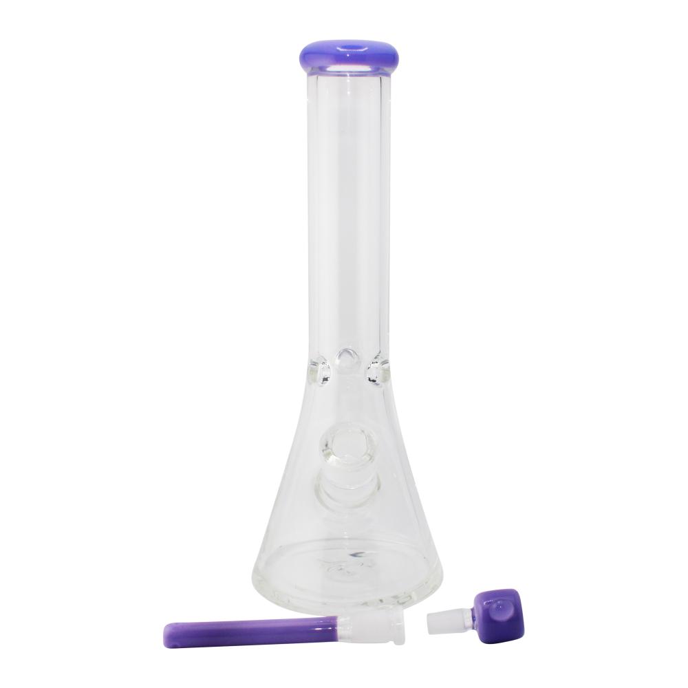 Teal Accent Beaker Water Pipe-Purple