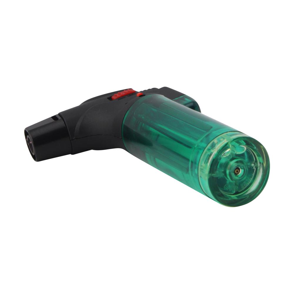 Techno Medium Clear Single Flame Torch Lighter-Green