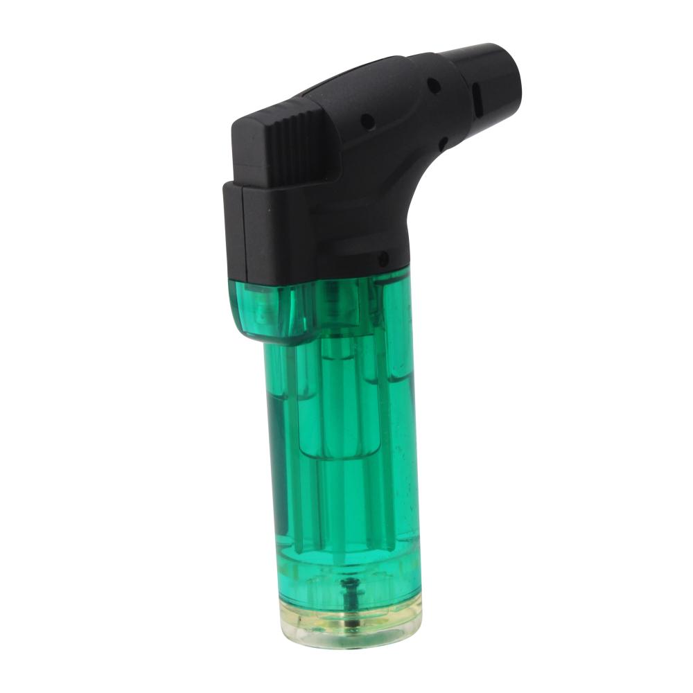 Techno Medium Clear Single Flame Torch Lighter-Green