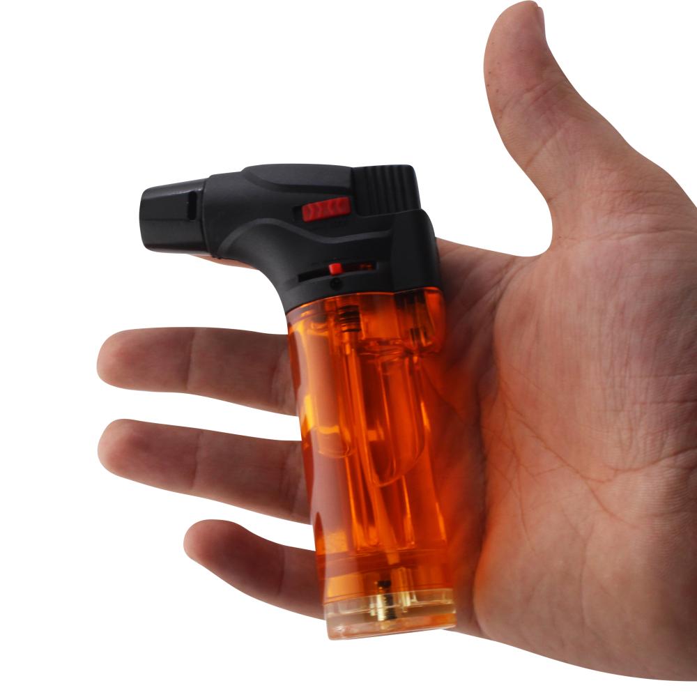 Techno Medium Clear Single Flame Torch Lighter-Orange