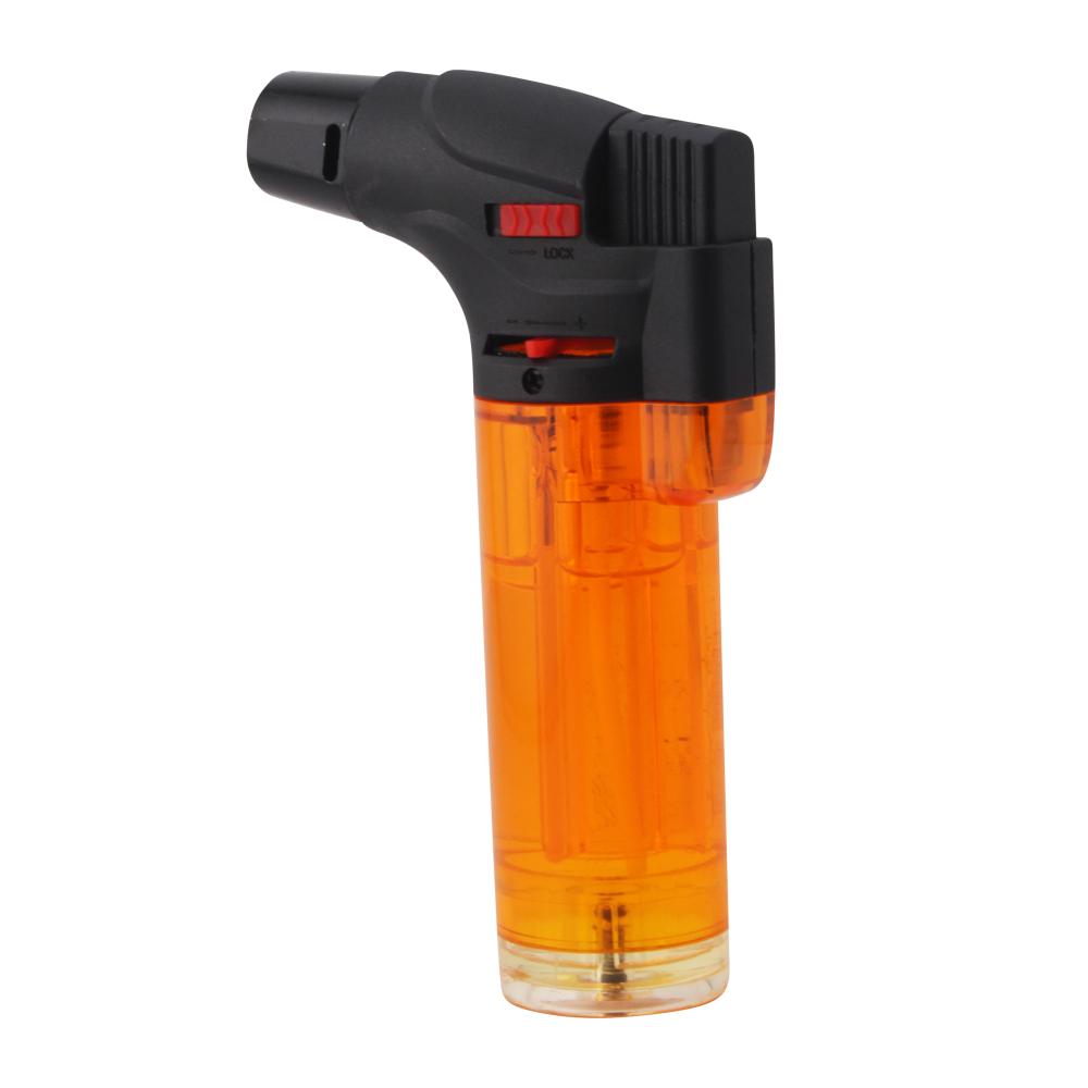 Techno Medium Clear Single Flame Torch Lighter-Orange