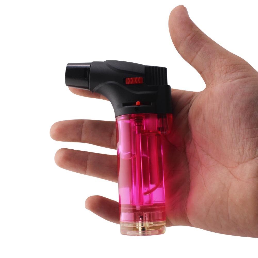 Techno Medium Clear Single Flame Torch Lighter-Pink