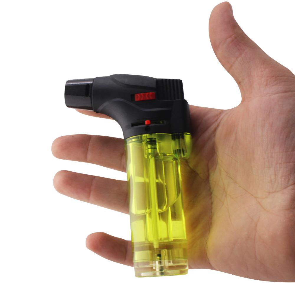 Techno Medium Clear Single Flame Torch Lighter-Yellow
